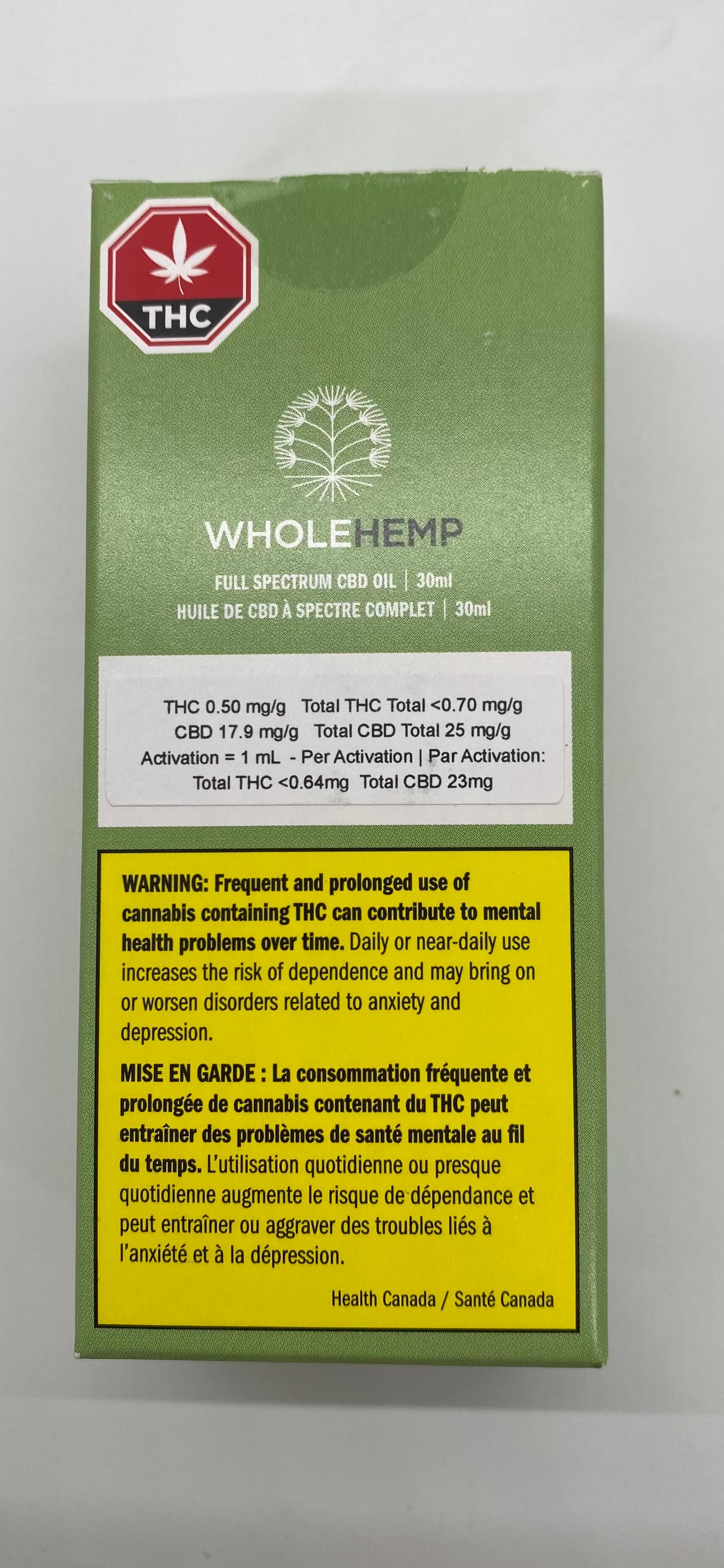Whole Hemp Full Spectrum CBD Oil - 30ml